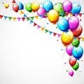 Colorful Birthday Balloons and confetti with place for text Royalty Free Stock Photo