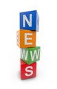 Illustration of colorful blocks with news spelled on them in front of a white background Royalty Free Stock Photo