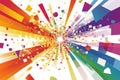 Illustration of a colorful burst of triangles, squares, and circles arranged in a vibrant and eye Royalty Free Stock Photo