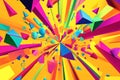 Illustration of a colorful burst of triangles, squares, and circles arranged in a vibrant and eye Royalty Free Stock Photo