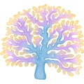 Illustration of colorful corals with many branches.