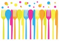 Illustration of a colorful cutlery set isolated on a white background