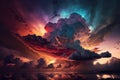 Illustration colorful dramatic sky with cloud at sunset