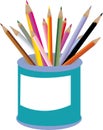 Illustration of colorful drawing pencils isolated on a white background