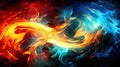 Illustration of a colorful fire abstract in the form of a swirl