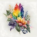 Illustration of colorful flowers in rainbow colors on an isolated white background Royalty Free Stock Photo