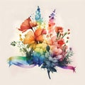 Illustration of colorful flowers in rainbow colors on an isolated white background Royalty Free Stock Photo