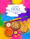 Powder color gulal for Happy Holi Background Royalty Free Stock Photo