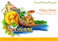 Illustration of colorful background for Happy Onam festival of South India Kerala