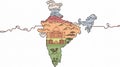 Illustration of Colorful Map Illustration of India with Cultural Landmarks, Generative ai Royalty Free Stock Photo