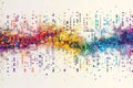 Illustration of colorful numbers arranged in rows and columns, forming an endless pattern of binary code on a white backgroun Royalty Free Stock Photo