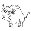 illustration of colorful ox outline white on background