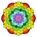 illustration of colorful painted mandala