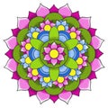 illustration of colorful painted mandala