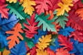 Illustration of colorful paper cut pin oak leaves Royalty Free Stock Photo