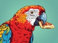 illustration of a colorful parrot enjoying a pizza