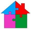 Colorful puzzle home clip art Royalty Free Stock Photo