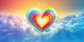 Illustration of colorful raimbow heart on the sky background