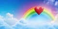 Illustration of colorful raimbow heart on the sky background