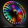 A colorful spinning roulette wheel, created by generative Ai