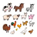 Illustration Colorful Set of Farm Animals Royalty Free Stock Photo