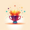an illustration of a colorful trophy cup with stars around it Royalty Free Stock Photo