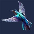 Illustration of a colorful hummingbird flying its wings