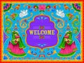 Colorful Welcome banner in truck art kitsch style of India Royalty Free Stock Photo