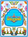 Colorful Welcome banner in truck art kitsch style of India Royalty Free Stock Photo