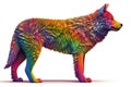 A colorful wolf isolated on a white background