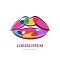 Illustration of colorful women lips. Abstract vector logo sign d Royalty Free Stock Photo