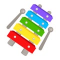 illustration of colorful wooden xylophone with sticks white on background