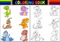 Coloring book with dinosaur cartoon collection Royalty Free Stock Photo