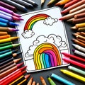 Illustration of a coloring book with a rainbow LGTBQ theme AI generated Royalty Free Stock Photo