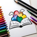 Illustration of a coloring book with a rainbow LGTBQ Theme AI generated Royalty Free Stock Photo