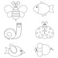 Illustration of coloring book set with animals for small kids