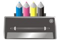 Illustration of colour (color) printer and cyan, m