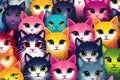 Illustration of colourful cartoon cats