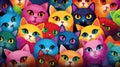 Illustration of colourful cartoon cats