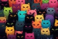 Illustration of colourful cartoon cats