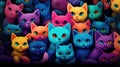 Illustration of colourful cartoon cats