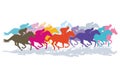 Colourful galloping horses Royalty Free Stock Photo