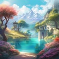 a colourful landscape in spring.ai generated