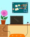 Illustration of a comfortable workplace with flower Royalty Free Stock Photo