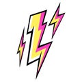 Illustration of comic lightning. Cartoon pop art creative image.