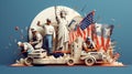 illustration of the commemoration of labor day in the usa. Generative AI Royalty Free Stock Photo