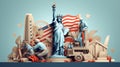 illustration of the commemoration of labor day in the usa. Generative AI Royalty Free Stock Photo