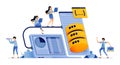Illustration of communication devices and databases technology to maintain data processing and programming. Vector design for Royalty Free Stock Photo
