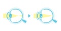 Illustration comparing vision before and after wearing contact lens Royalty Free Stock Photo