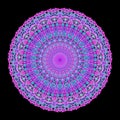 Illustration, complex mandala style radial rendering, abstract lace flowers in blue and purple tones